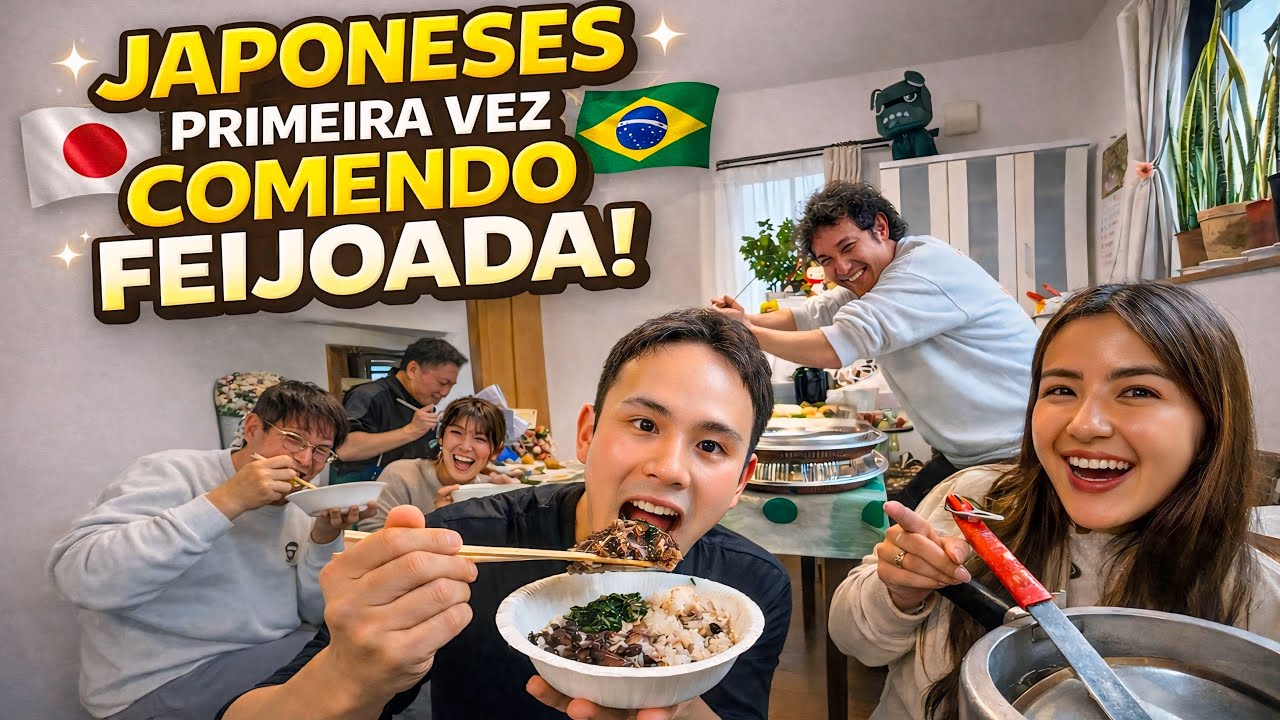 Japoneses provando feijoada pela primeira vez no Jap&atilde;o