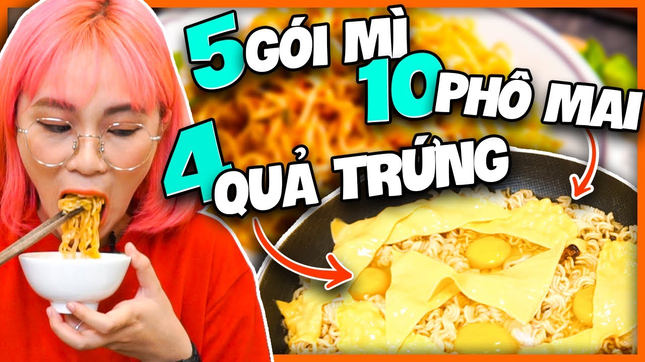5 gói mì và 10 miếng phô mai. Ramen MisThy || FOOD CHALLENGE