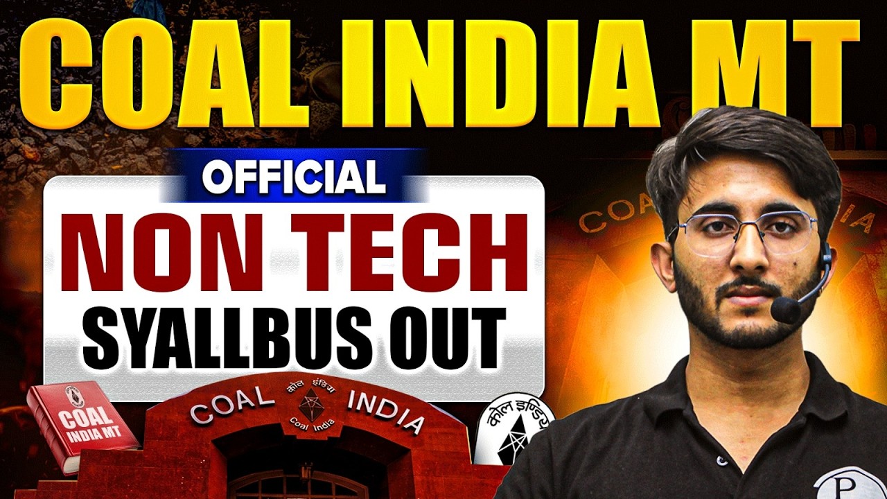 COAL India MT 2026 Non Tech Syllabus Out | CIL Official Update