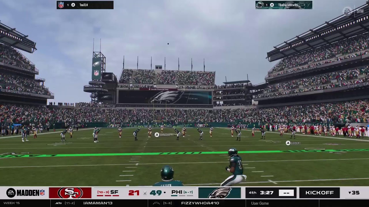 NFL Madden26 AGS 2026 Season Week 15 49ers @ Eagles.