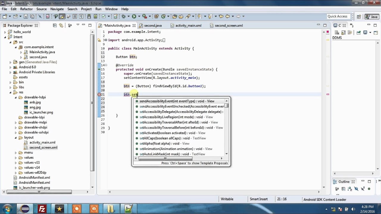 Learn how to call intent while developing Android application