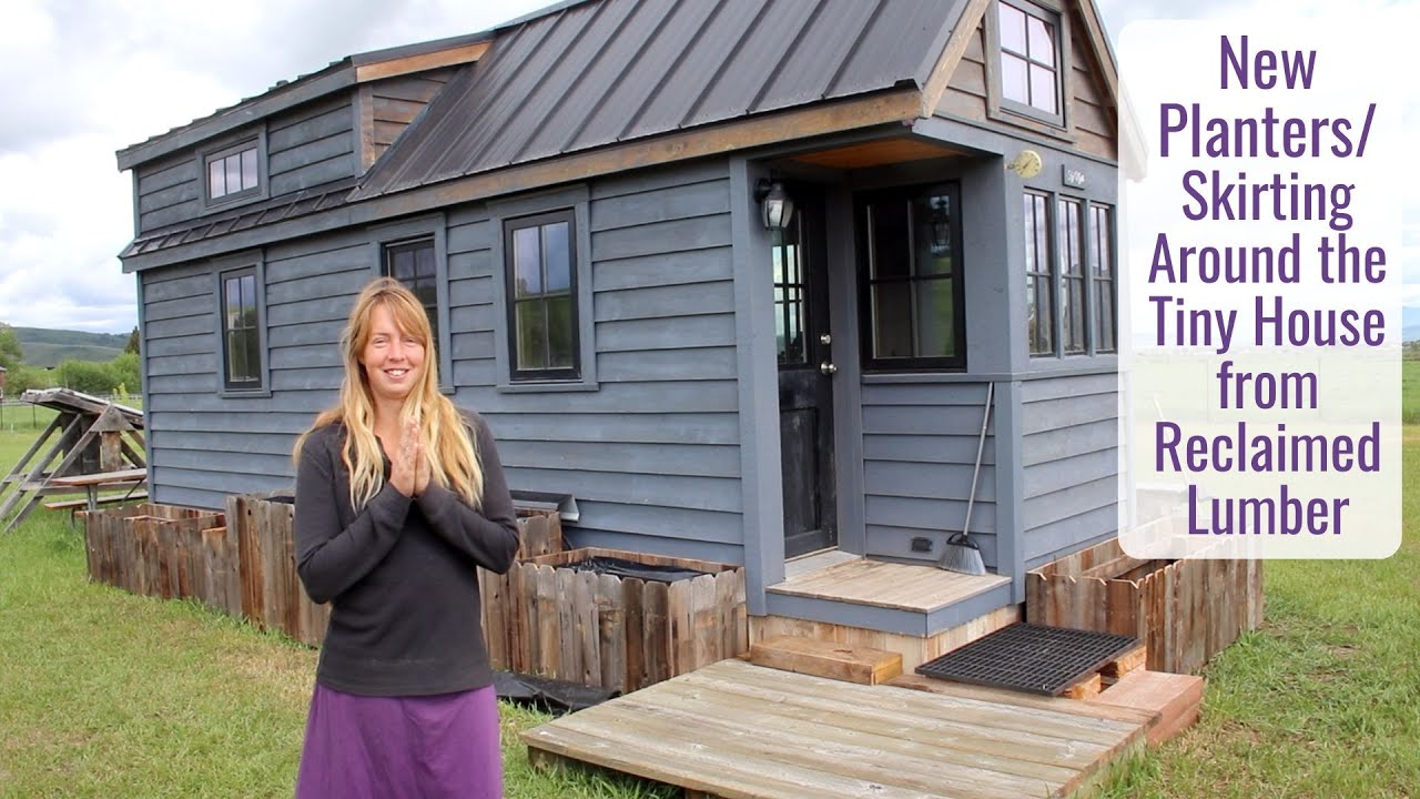 Building New Planter/Skirting around the Tiny House from Reclaimed Lumber
