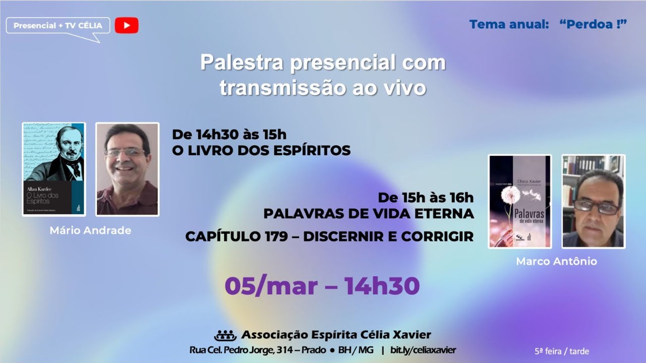 O LIVRO DOS ESPÍRITOS E PALAVRAS DE VIDA ETERNA CAPÍTULO 179 DISCERNIR E CORRIGIR 05/03/26