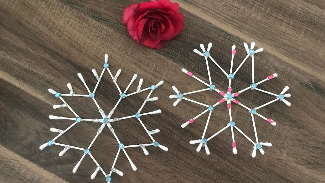 DIY Schneeflocke aus Wattest&auml;bchen, Weihnachten, schnell und einfach, upcycling
