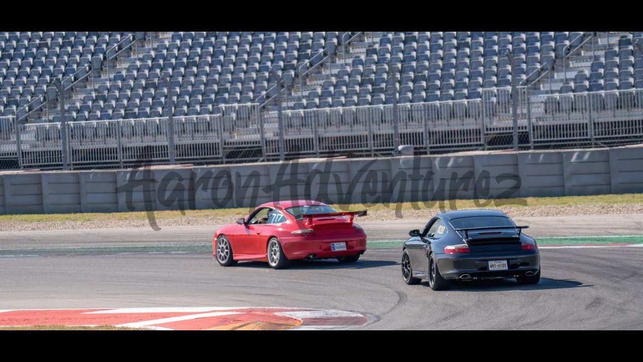 Porsche 996 GT3 chasing a Porsche 996 GT3 at CotA