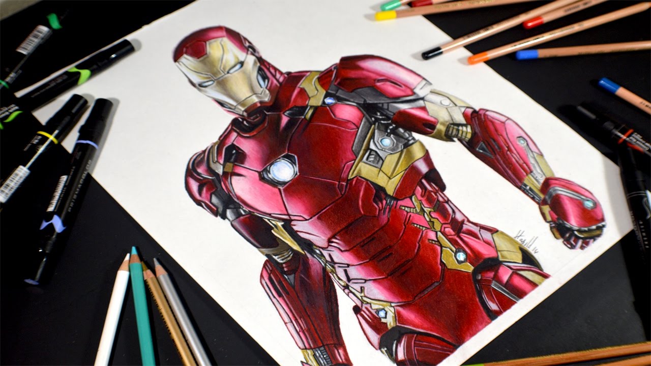 Dibujo de Iron Man - Drawing Iron Man - speed drawing comentado