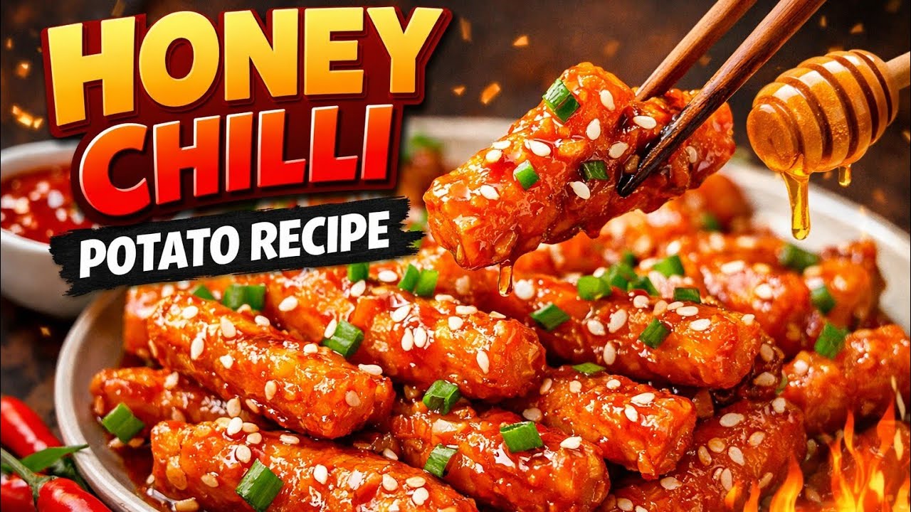 Crispy honey chilli potato recipe 😋