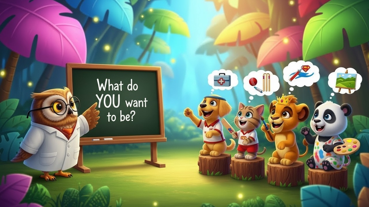 Jungle Animals: What Do You Want to Be? 🦉 Owl Teacher Song for Kids