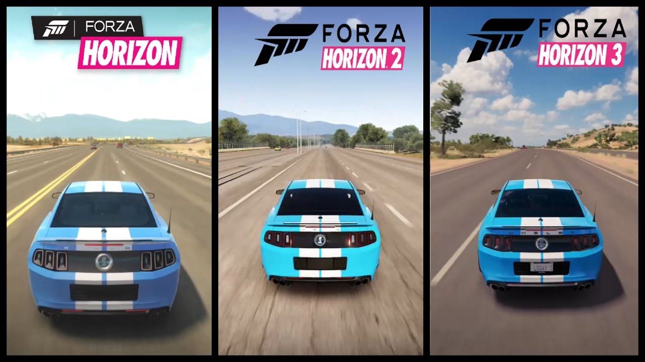 Forza Horizon Vs Horizon 2 Vs Horizon 3 | Graphics & Sound Comparison Side by Side