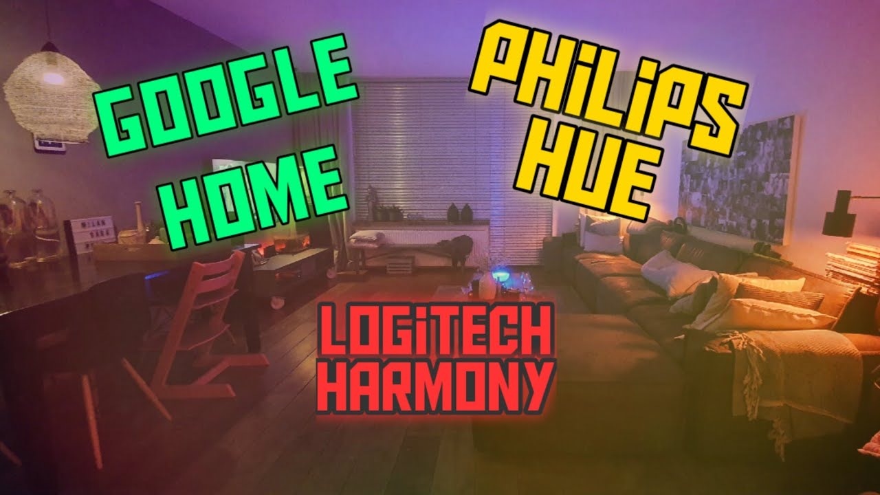 Complete Google Home Hub + Philips Hue + Logitech Harmony Setup in livingroom (Dutch)