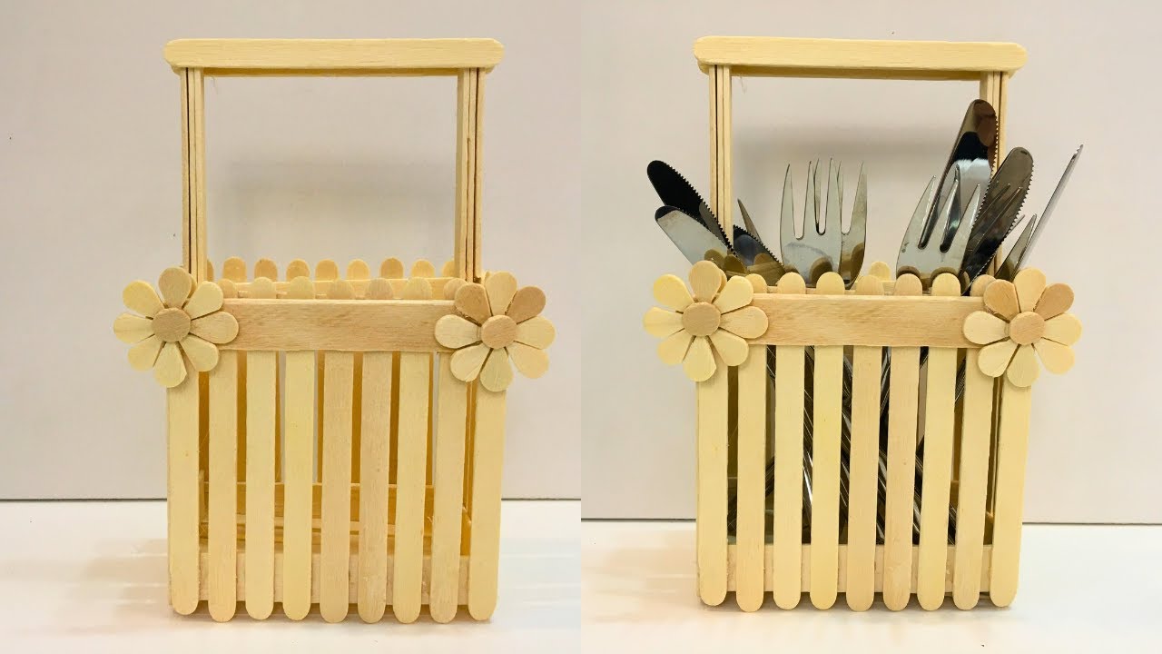 Crafting Magic: How to Make a Trendy Decorative Basket with Popsicle Sticks | DIY crafts