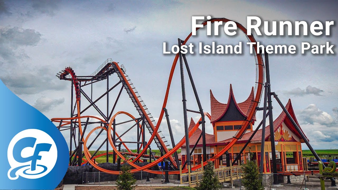Fire Runner off-ride 4K B-Roll Lost Island Theme Park