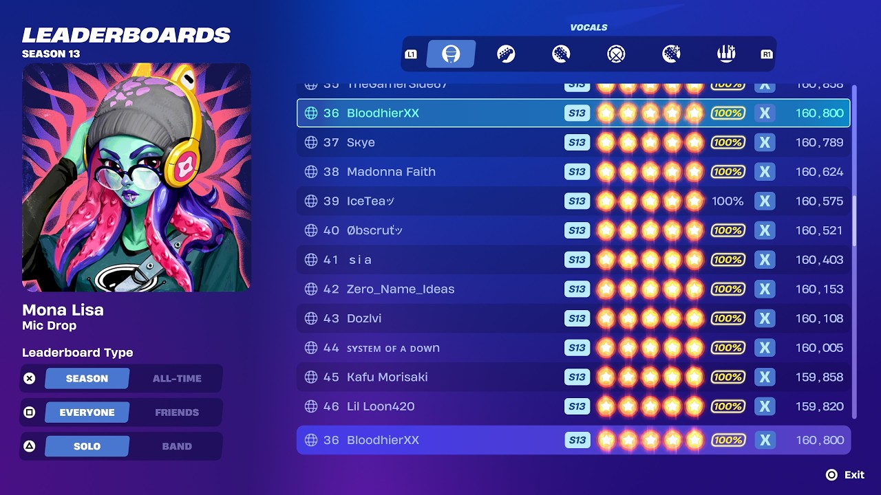 Fortnite Festival S13 - Mona Lisa Flawless Vocals Expert Mode