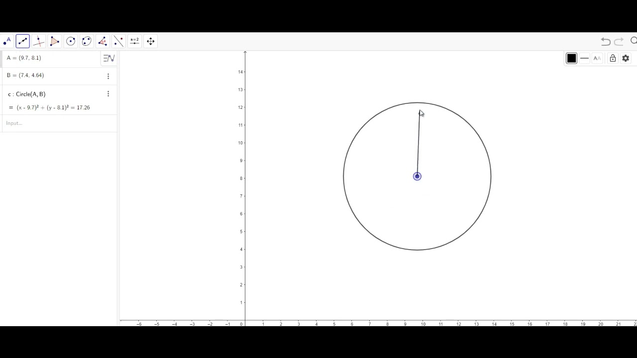 إنشاء دائرة مع مركز مُحدد بواسطة تطبيق جيوجبرا  How to Construct a Circle in Geogebra Application