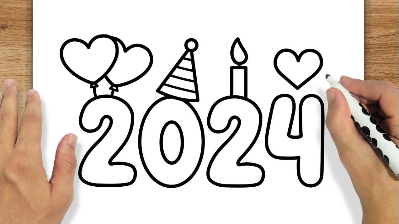 COMO DESENHAR 2024 PARA O ANO NOVO