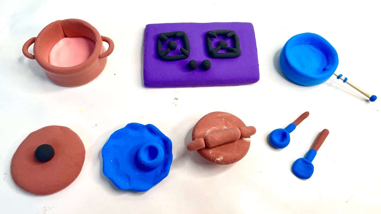 DIY :Easy Clay Mini Kitchen Set | DIY Craft Ideas| How to Make Mini Kitchen Items with Clay