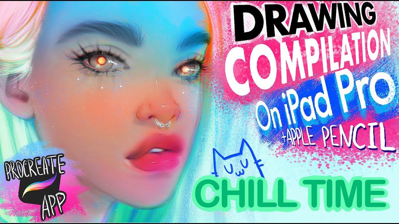 Drawing COMPILATION cute girls just for CHILL. Bluesssatan. IPAD PRO+Procreate.
