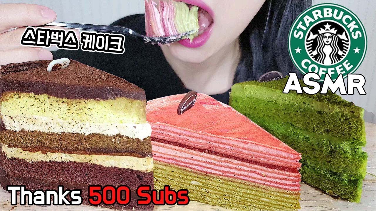 STARBUCKS CAKE(Choco, strawberry, green tea) ASMR 스타벅스 케이크 먹방 EATING SOUNDS NO TALKING MUKBANG | JU