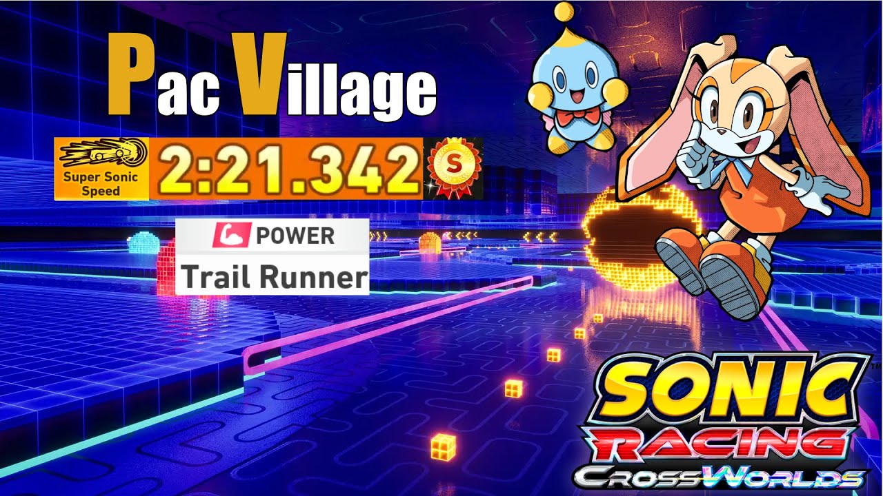 Sonic Racing Crossworlds - Pac Village & Maze S Rank - Power Car - Super Sonic Speed Time Trial