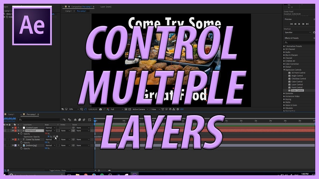 How to Control Multiple Layers in Adobe After Effects CC 2018
