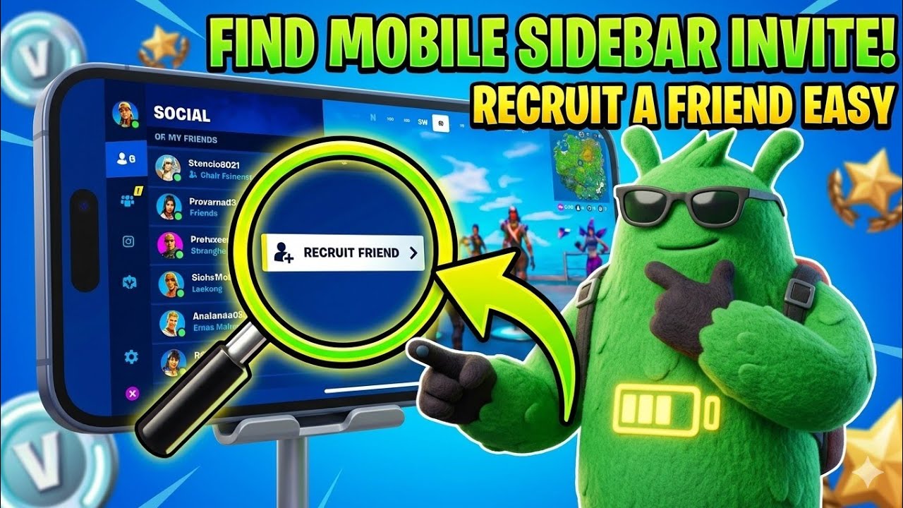 Recruit a Friend Fortnite Quest Guide (Mobile Sidebar Tutorial) #fortnite