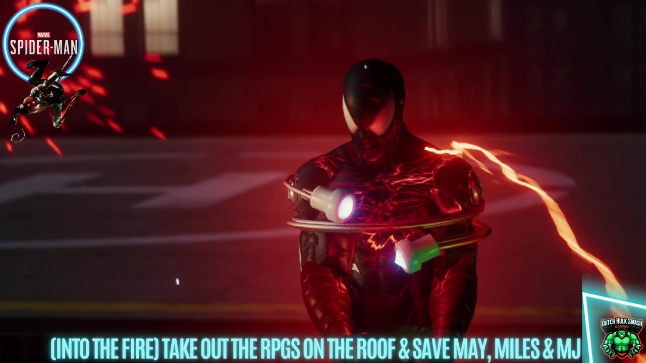 Marvel's Spider-Man: (Into the Fire) Take out the RPGs on the Roof & save May, Miles & MJ gameplay.