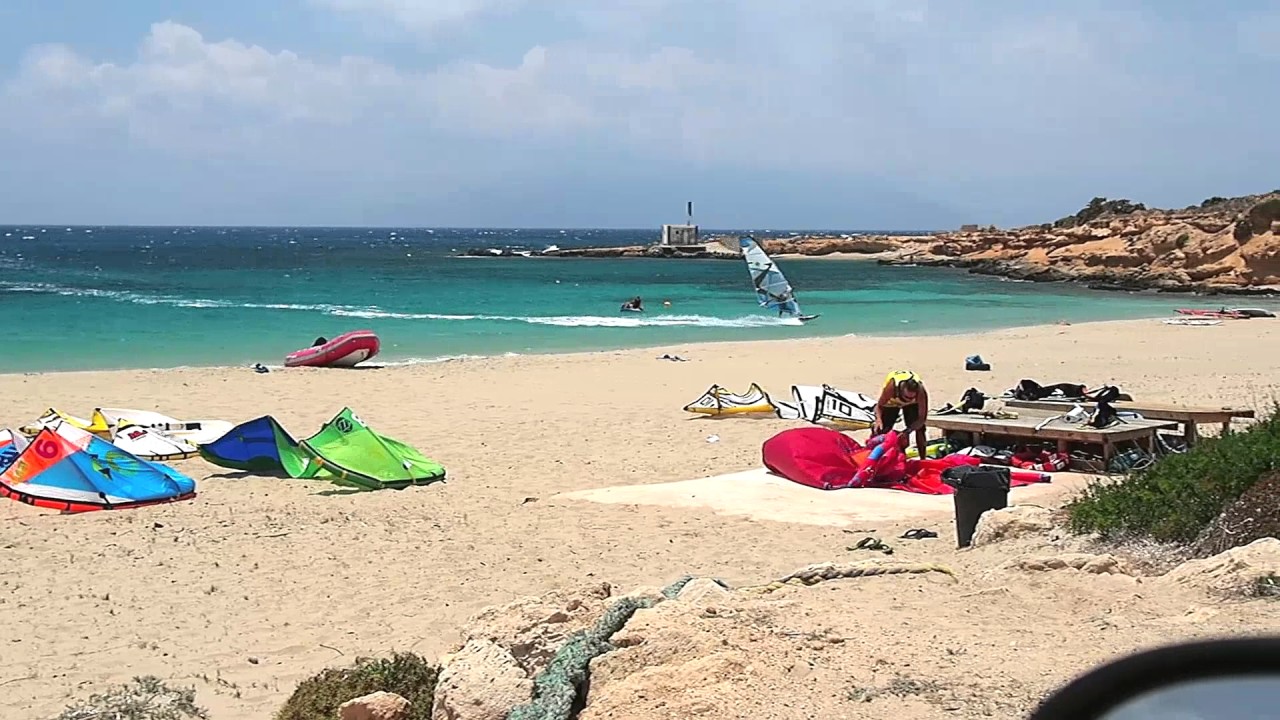 Surfing in Karpathos island - Kitesurfers and windsurfers at Agrilaopotamos beach, Karpathos HD