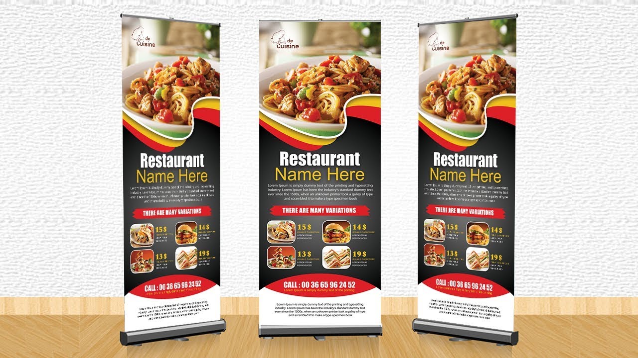 how to make professional Restaurant Rollup Banner | Photoshop Tutorials