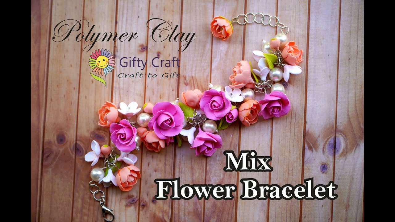 Polymer Clay Mix Flower Bracelet | Polymer Clay Flowers | Clay Art | DIY Polymer Clay Bracelet