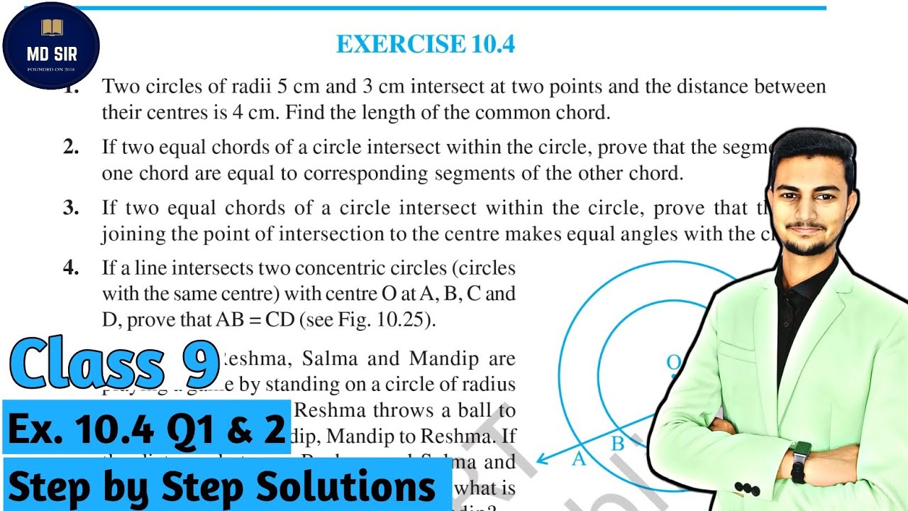 Exercise 10.4 Q1 Q2 | Chapter 10 Circles | Class 9 maths | Md Sir Class 9 | CBSE | ncert