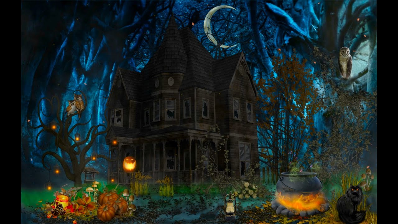 ASMR Ambience 🦉 Spooky House Halloween (bubbling cauldron, owls, rustling leaves)