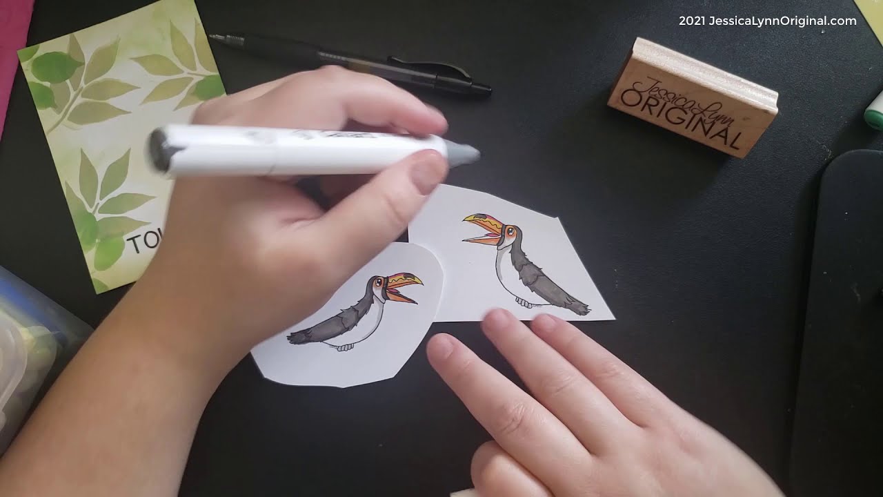Printed Digital Sentiment Tiki Toucan Birds and Tim Holtz Distress&reg; Oxide&reg; Ink Pads Stamp