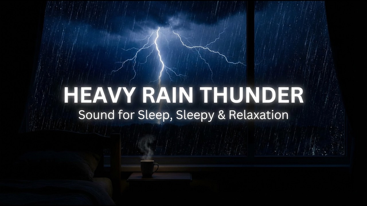 Real Stormy Night to Sleep Instantly | Relaxing Heavy Rain on Tin Roof of Farmhouse & Strong Thunder