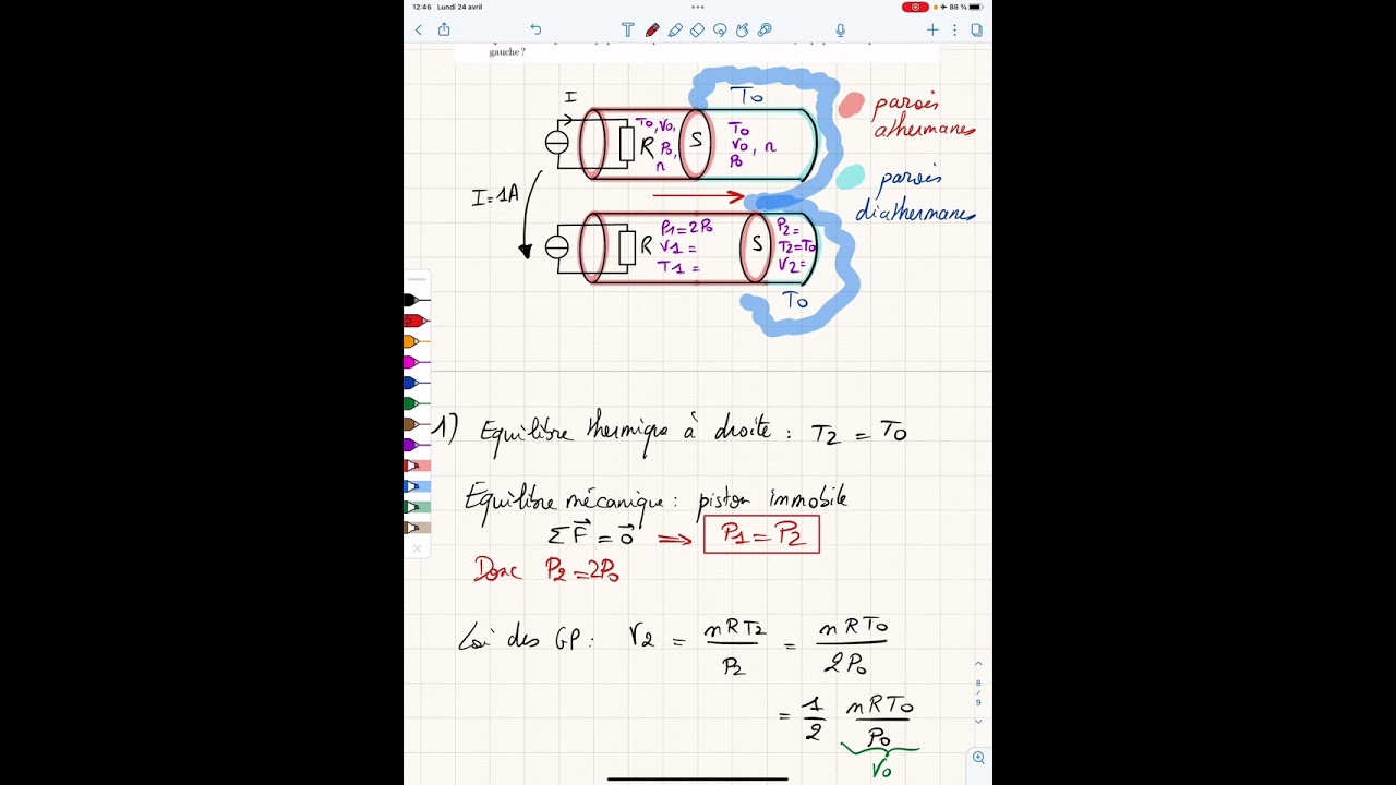 Correction exercice de thermodynamique : cylindre chauffé (Ex 3)