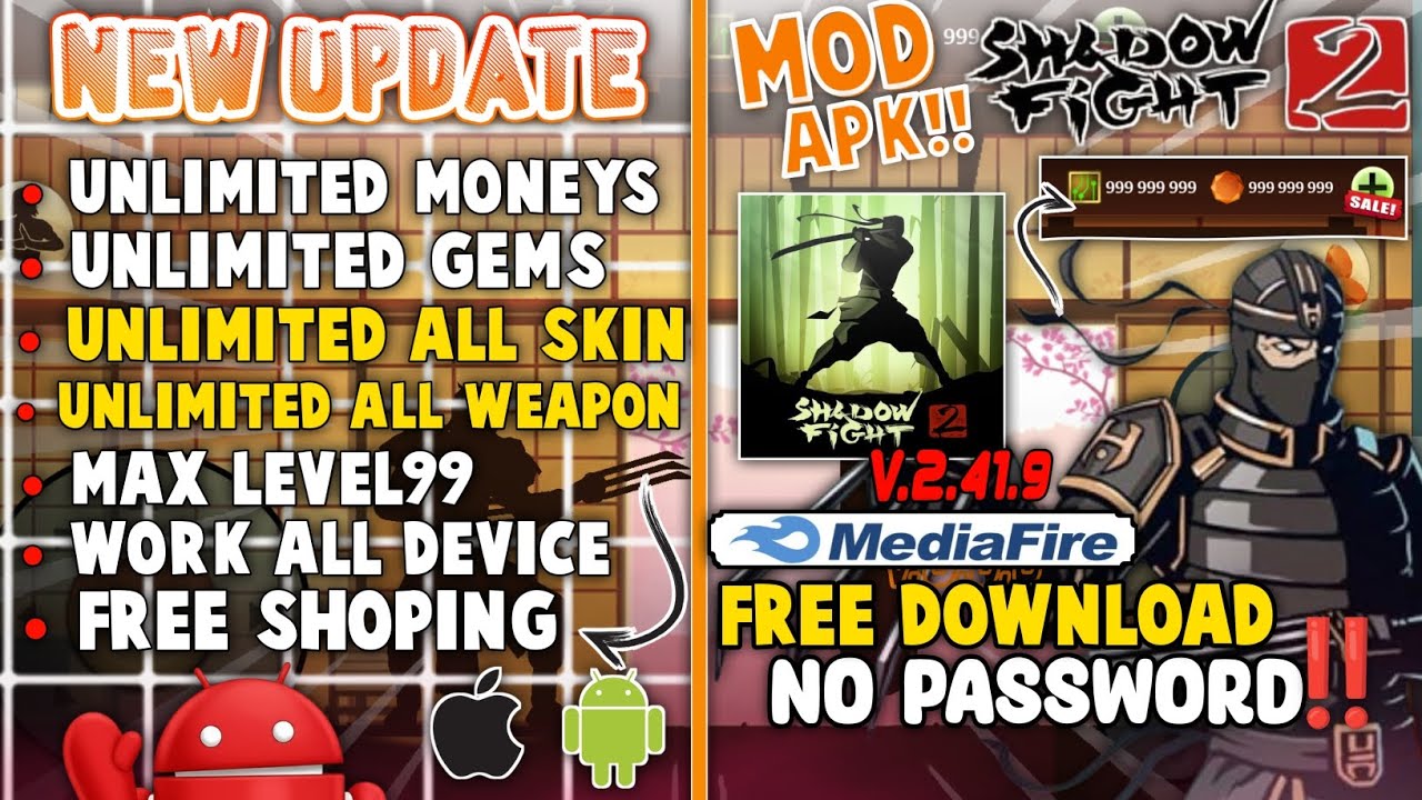 TERBARU!!! SHADOW FIGHT2 MOD APK 2026 V2.41.9|MAX LEVEL UNLIMITED MONEYS & UNLIMITED ALL SKIN WEAPON