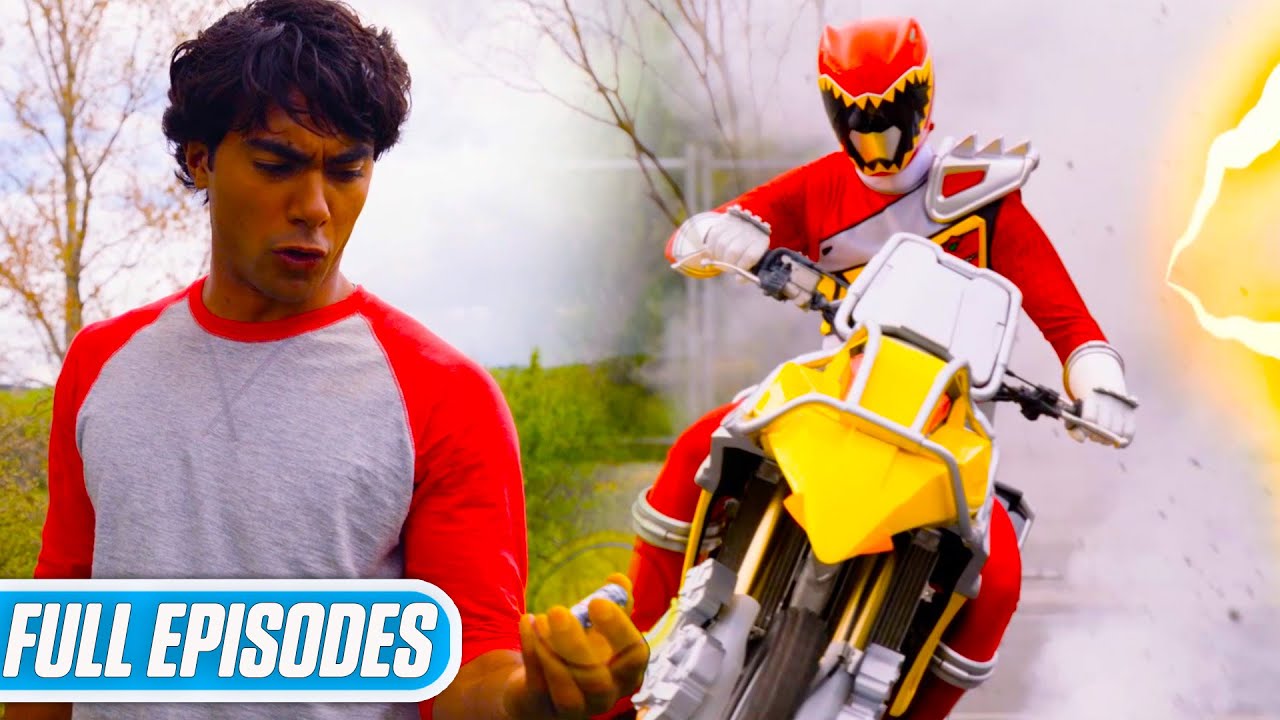 Tyler Drives His Dino Motorcycle! 🦖 Dino Charge | Full Episodes 8 & 9 |  Superhero Cartoon | 45 Mins