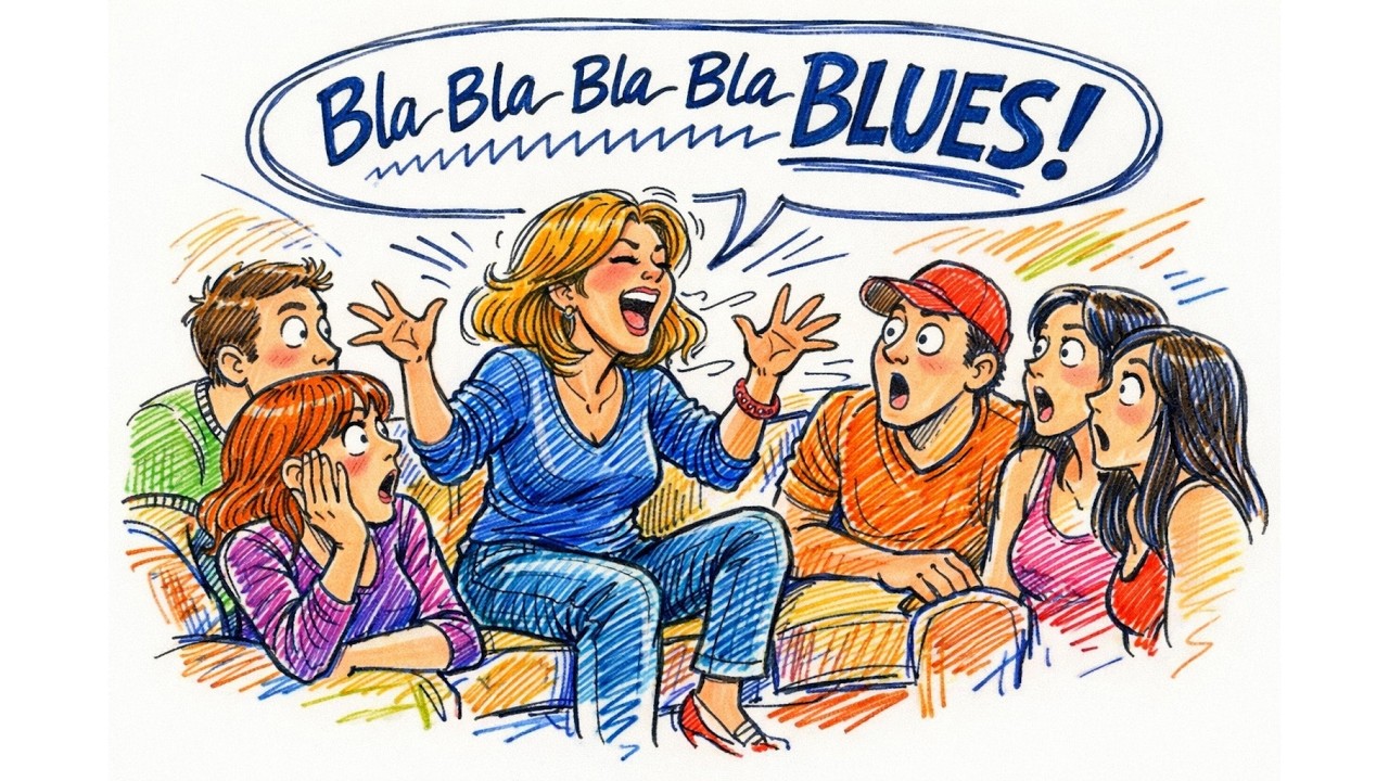 Bla Bla Bla Blues - En humoristisk, ironisk sång om folk som pratar för mycket