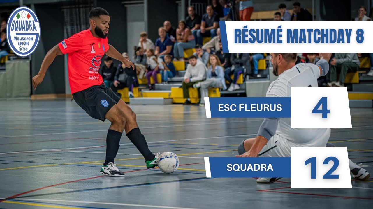 ESC FLEURUS 4 - 12 SQUADRA MOUSCRON - Résumé 8ᵉ journée - D2 Futsal Belge 24/25
