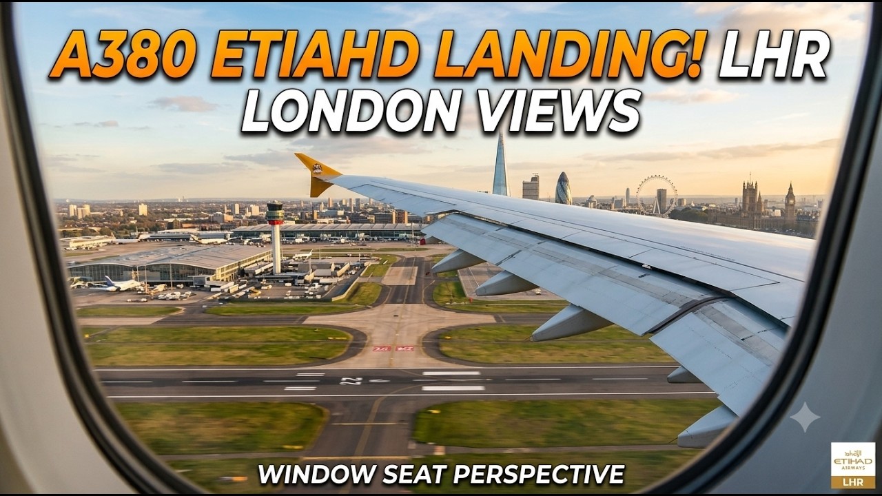 Etihad A380 Wing View landing! Massive Flap Deployment into London