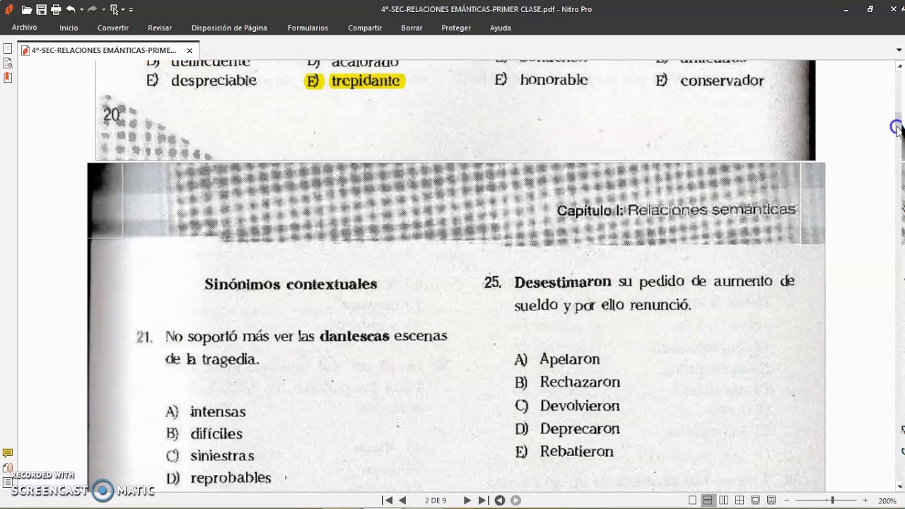 EJERCICIOS DESARROLLADOS   RELACIONES SEMÁNTICAS