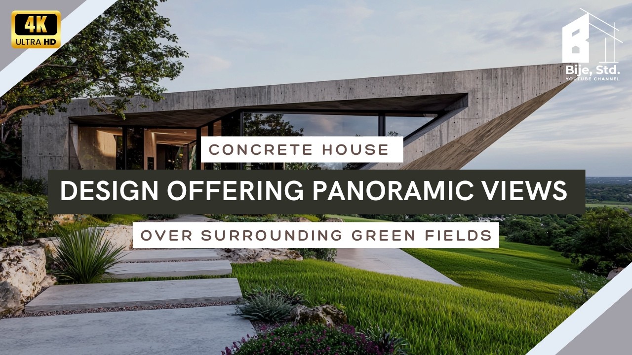 Concrete House Design Offering Panoramic Views Over Surrounding Green Fields