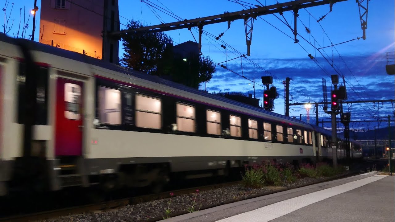 (4K) Intercités de Nuit Paris-Nice en gare de Marseille Blancarde au petit matin et au coucher