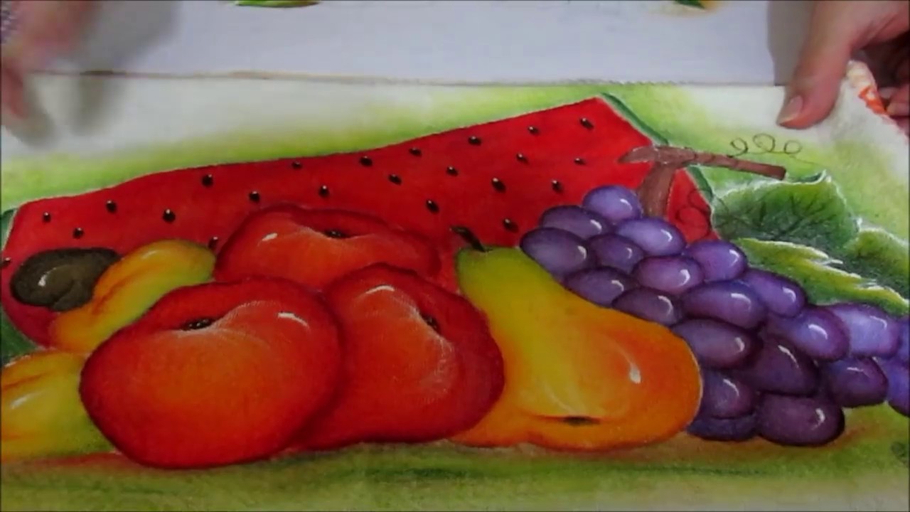 Pintura em Tecido - Iniciantes (Parte 3) Sombras folhas e frutas