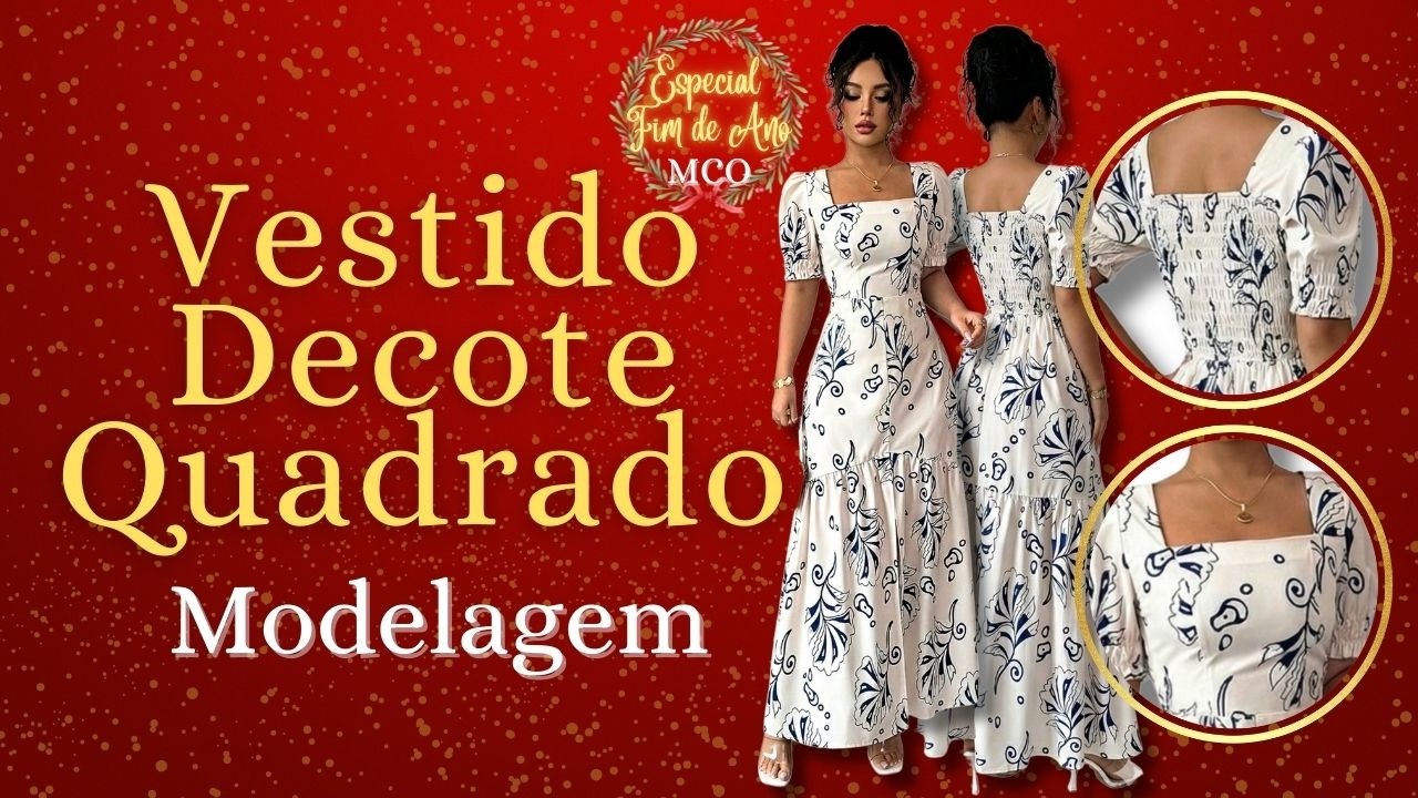 DIY | APRENDA A FAZER UM LINDO VESTIDO COM DECOTE QUADRADO E LASTÉX ATRÁS! MODELAGEM COMPLETA