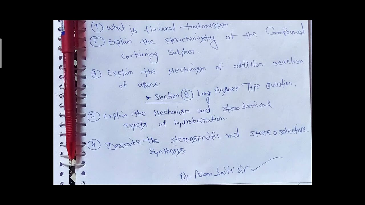 M.sc 2nd Sem ( ORGANIC CHEMISTRY ) 14 जून को EXAM ||&bull; MOST IMPORTANT QUESTIONS || #organicchemistry