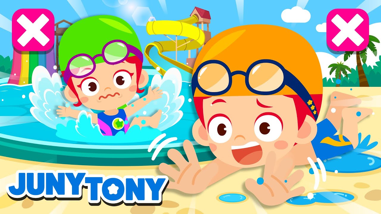 Water Safety Song | Play Safe At The Pool | Swimming Song | Cartoon Kids Songs | JunyTony