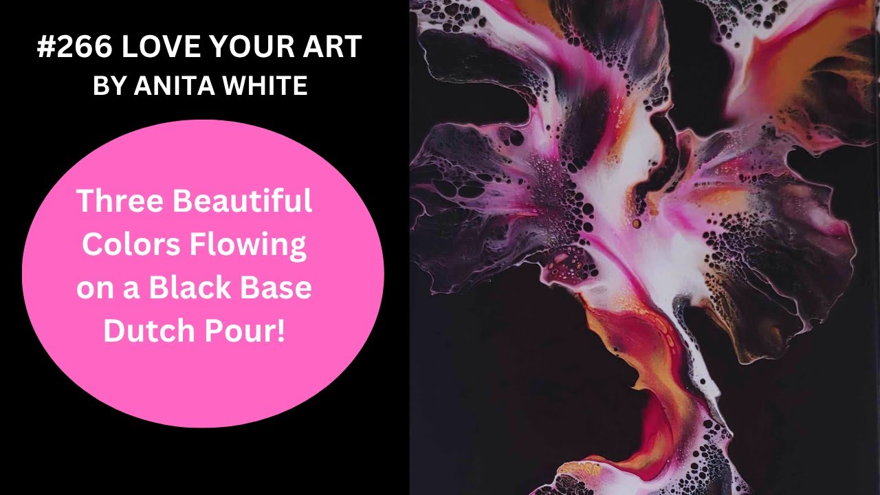 #266- Three Beautiful Colors Flowing on Black Base | Dutch Pour!
