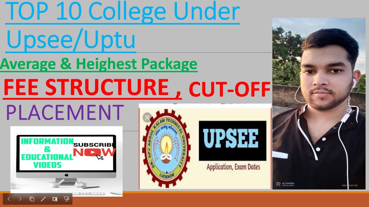 Top 10 college Upsee/Uptu | UPSEE2020 | UPTU2020 | Cutoff | Fee | Average package | Jeemain2020 |