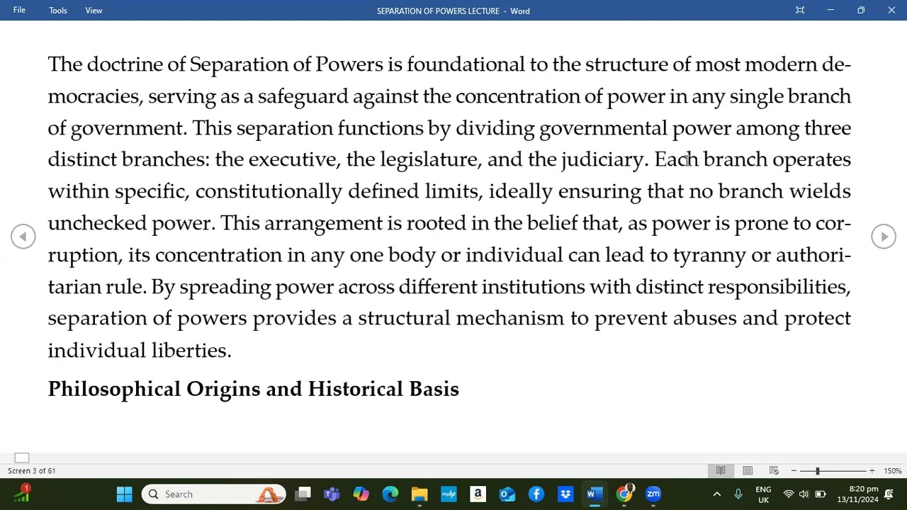 LLB CONSTITUTIONAL LAW-  THE CONCEPT/DOCTRINE  OF SEPARATION OF POWERS IN GHANA ( Part 1)
