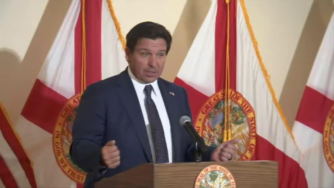 Gov. Ron DeSantis speaks from Cypress Village in Jacksonville